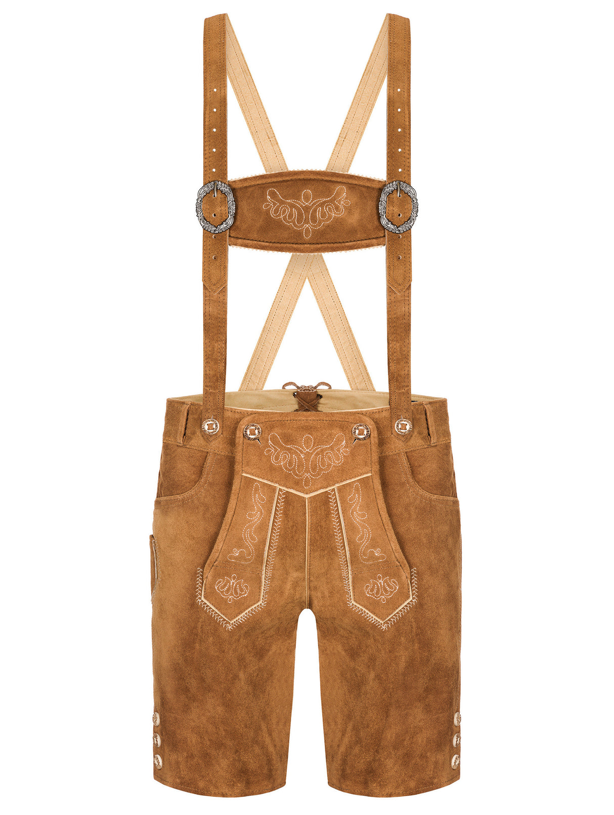 Mens Bavarian German Lederhosen Oktoberfest Traditional Outfit Genuine Leather Short Length