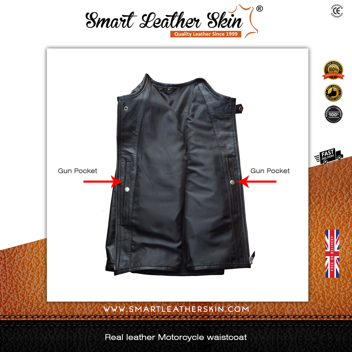 Men's Genuine Leather Waistcoat Motorbike Motorcycle Club Style Biker Vest Black