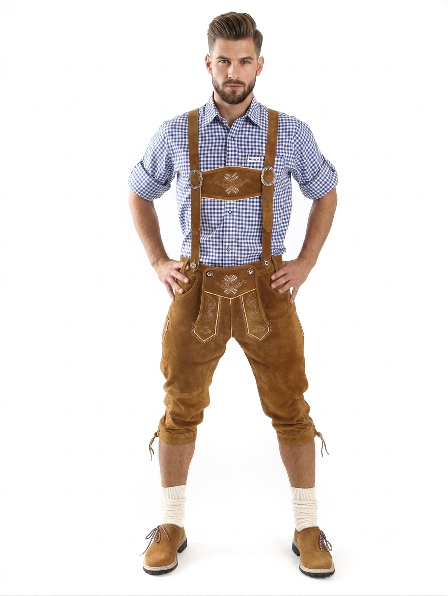 Mens Bavarian German Lederhosen Oktoberfest Traditional Outfit Genuine Leather