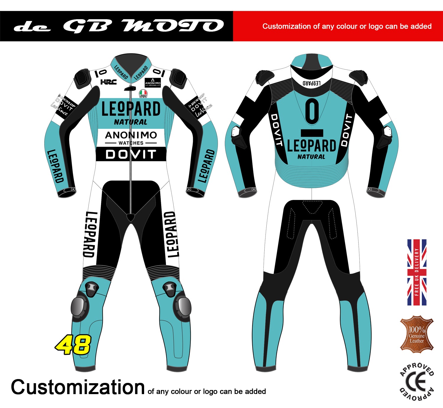 Custom Made TZ AT- 16 Leopard Dovit MotoGP Motorbike Leather