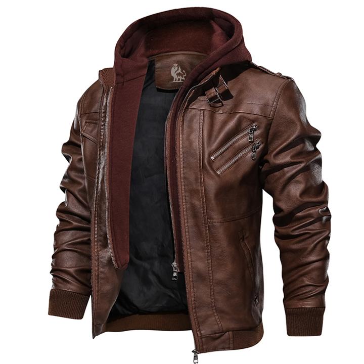 BRAND NEW BELGRADE LEATHER JACKET WITH REMOVABLE HOOD REAL LEATHER