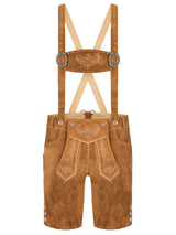 Mens Bavarian German Lederhosen Oktoberfest Traditional Outfit Genuine Leather Short Length